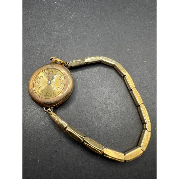 Vintage Hallmark Swiss 1/20 10KT GF Top 15Jewels Art Deco Bracelet Watch 23.5mm - Picture 4 of 14